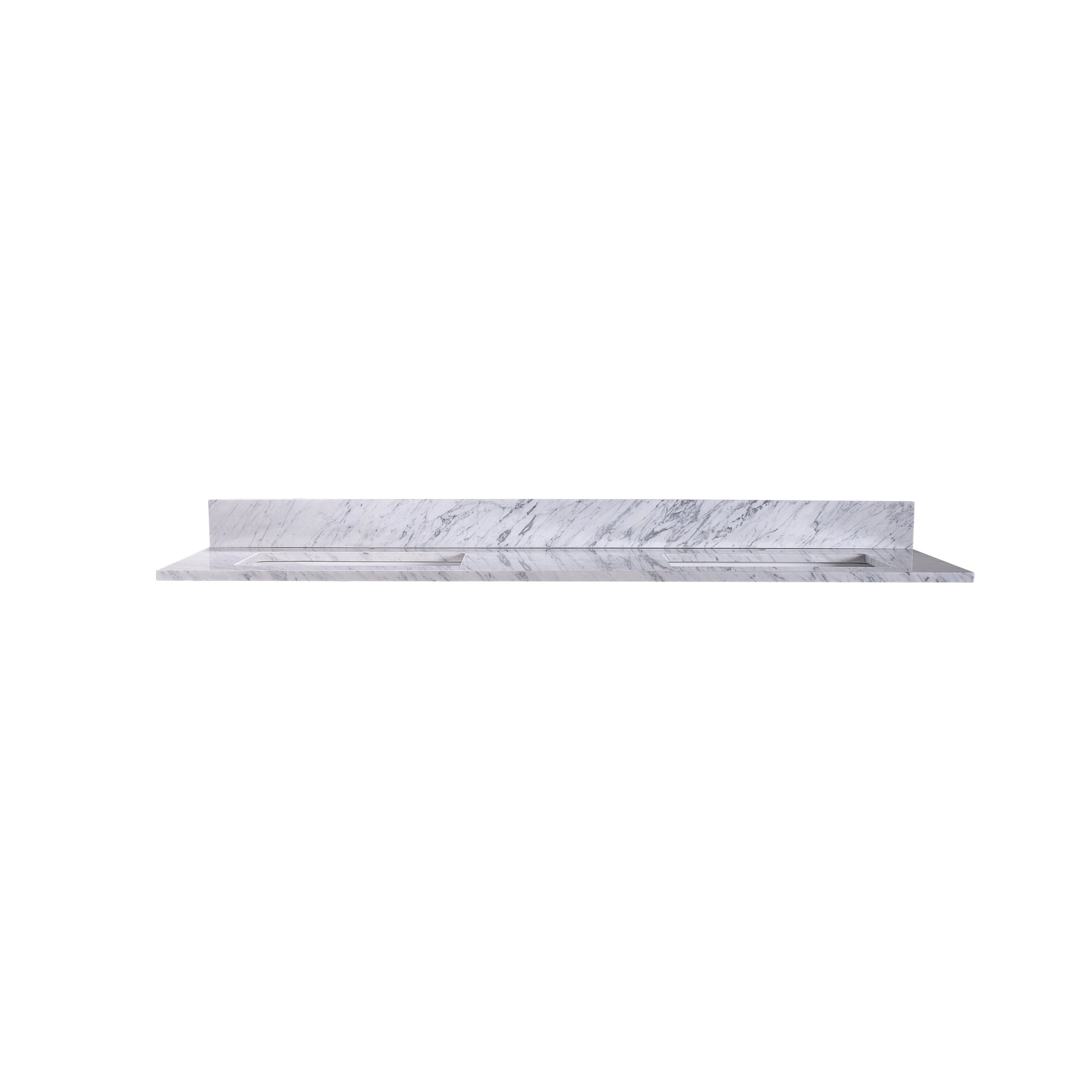 60-Inch Carrara Marble Vanity Top with Dual Rectangular Sinks - T60D04