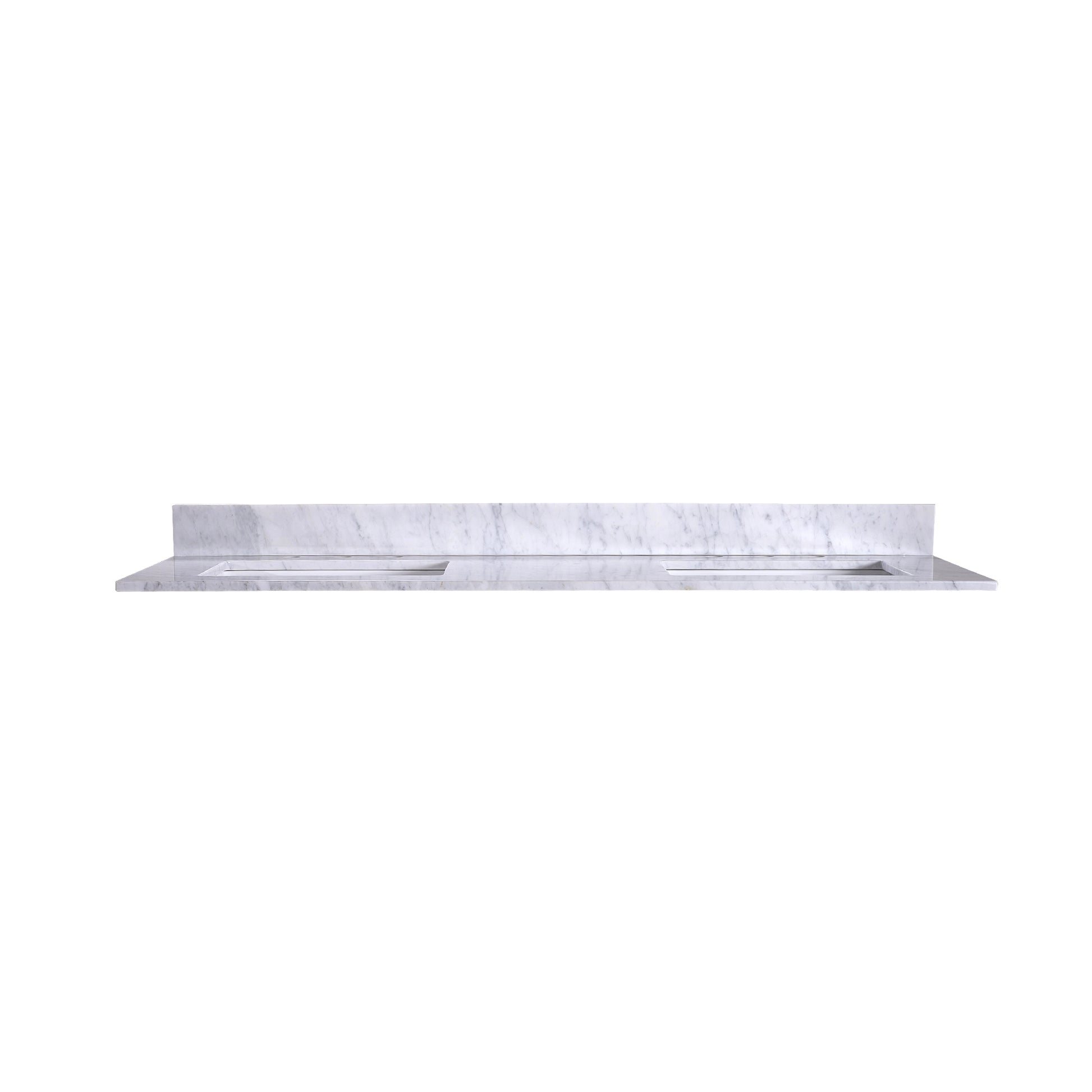 60" Dual-Rectangle Sink Vanity, Carrara Marble - Modern Sophistication - T60D05