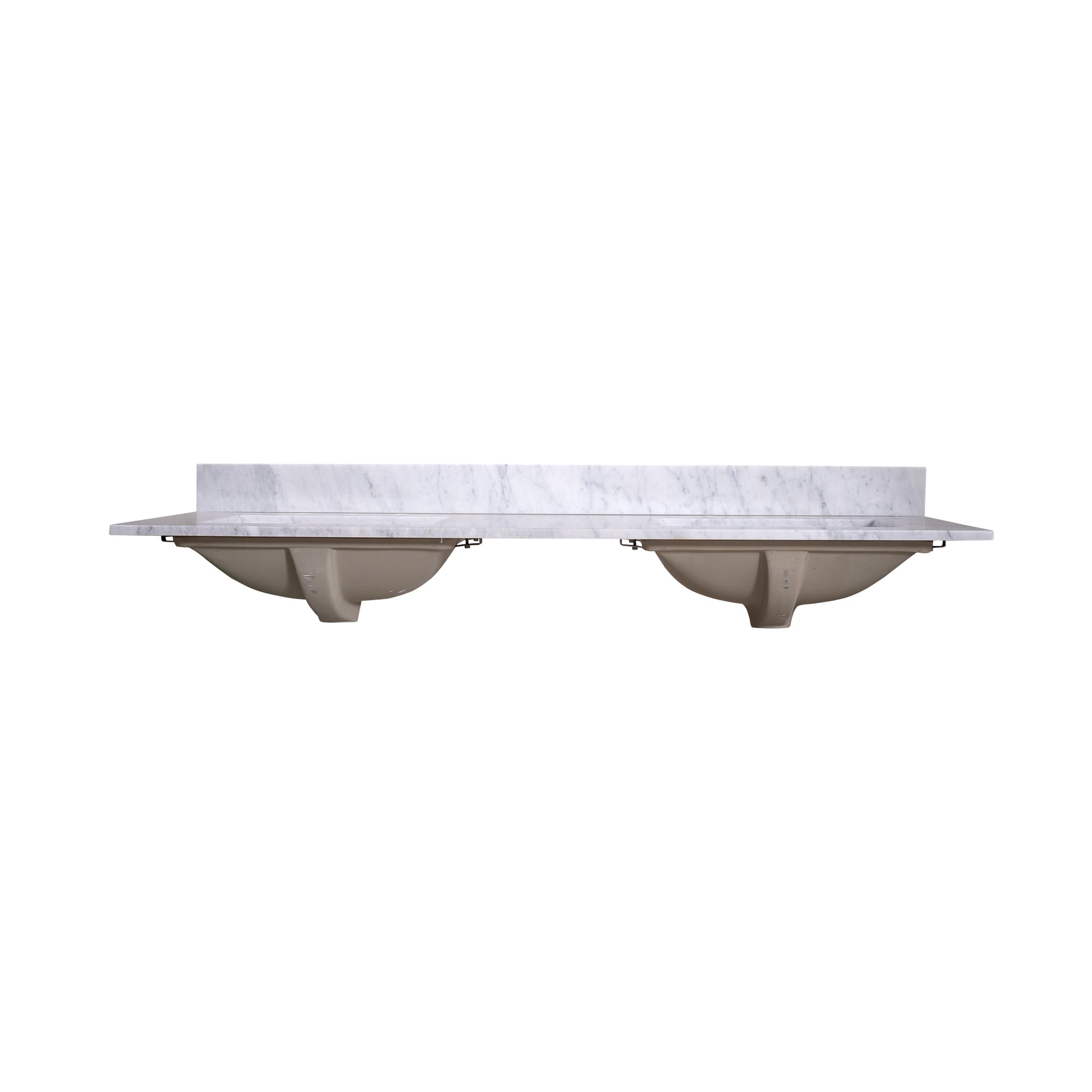 60" Dual-Rectangle Sink Vanity, Carrara Marble - Modern Sophistication - T60D05