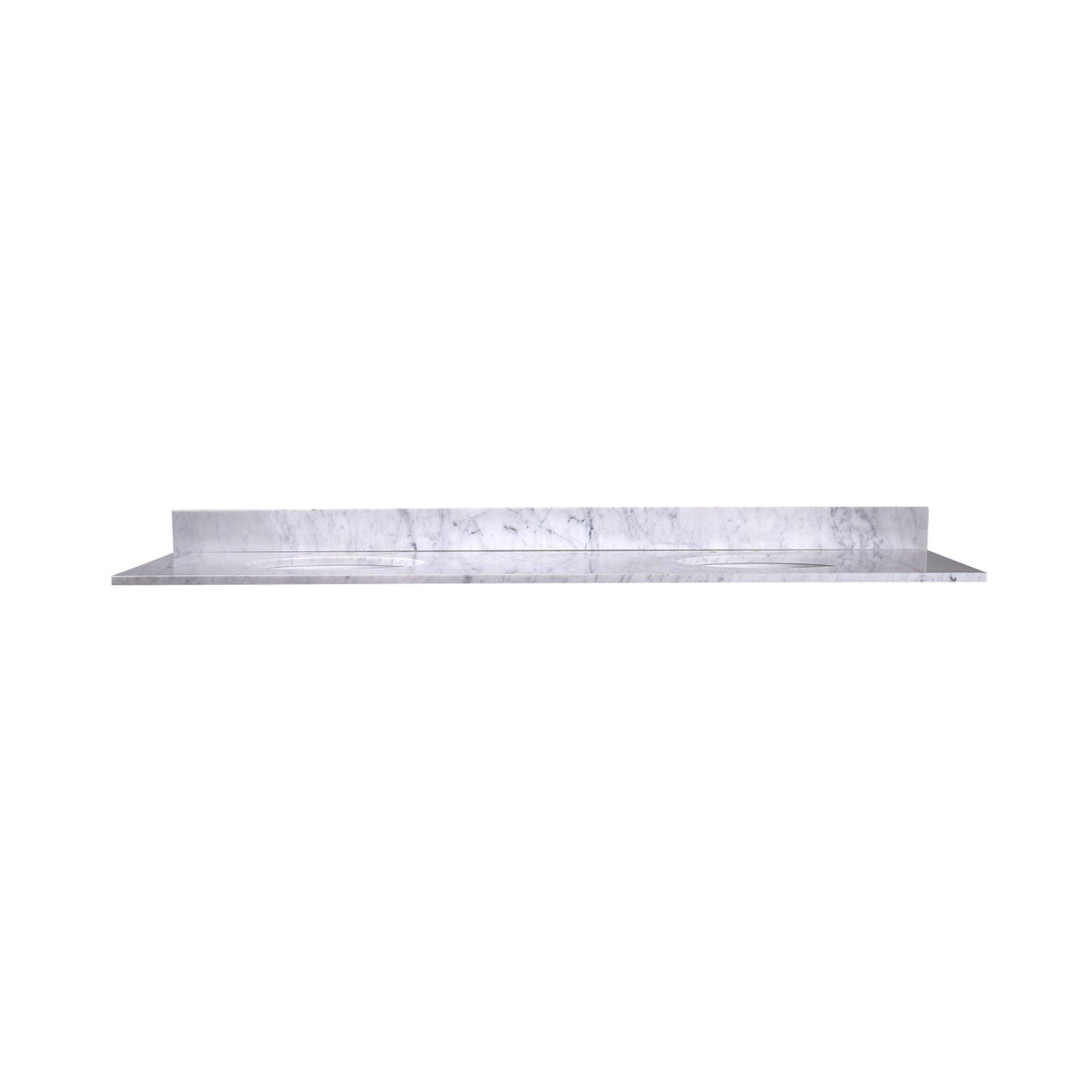 72" Carrara Marble Vanity Top, Dual Oval Sinks - Pre-Assembled  T72D03