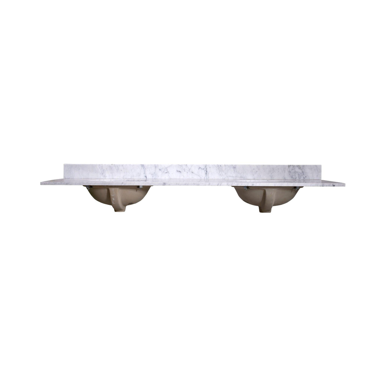 72" Carrara Marble Vanity Top, Dual Oval Sinks - Pre-Assembled  T72D03