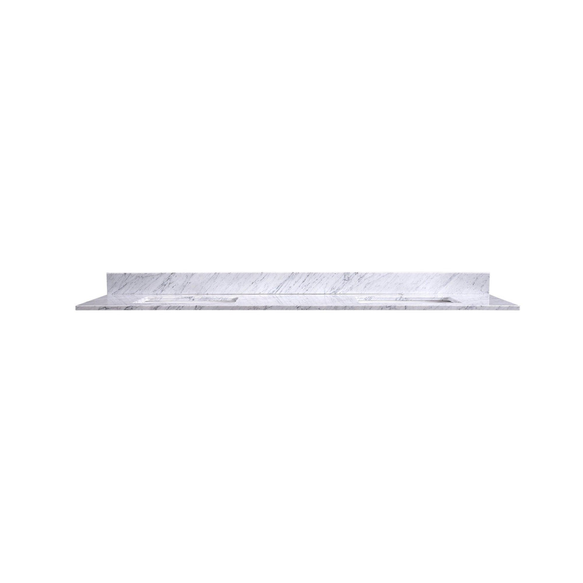 72" Carrara Marble Vanity Top, Double Rect Sink - Free Shipping - T72D04