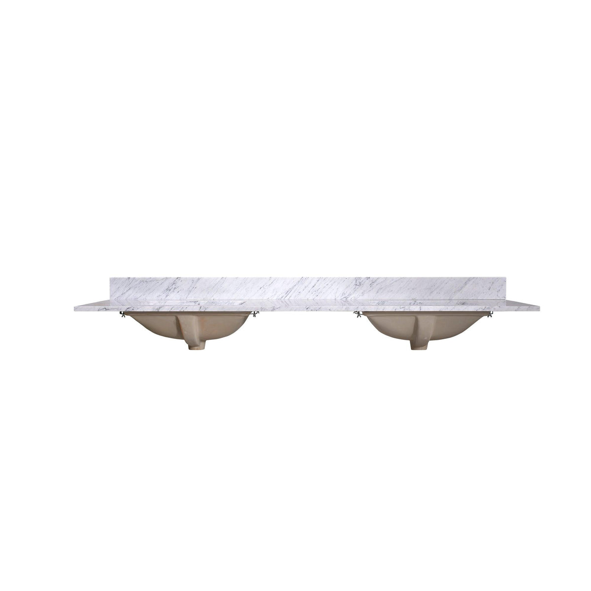 72" Carrara Marble Vanity Top, Double Rect Sink - Free Shipping - T72D04