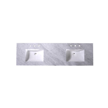 Load image into Gallery viewer, 72&quot; Double Rect Sink Carrara Marble Vanity Top, Backsplash - T72D05