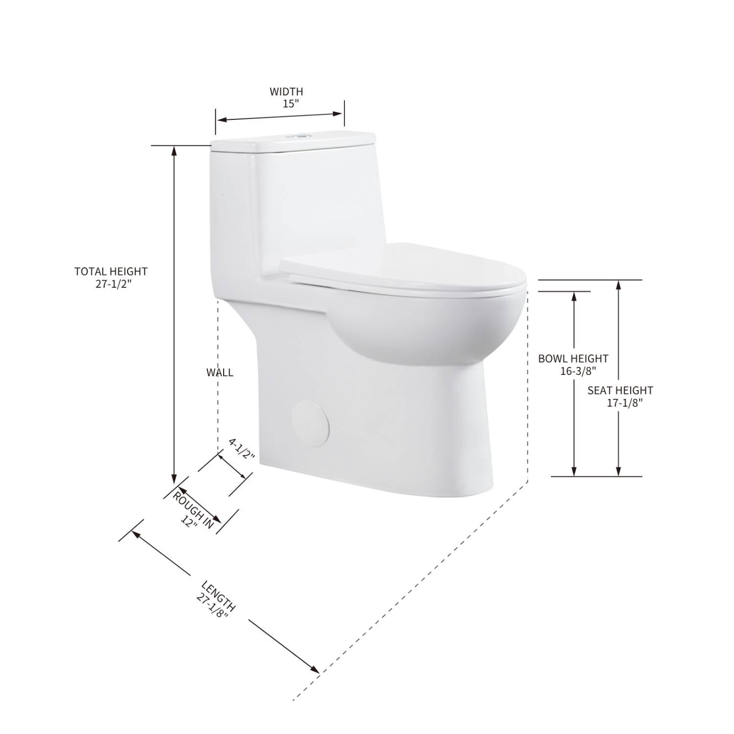 Blossom T9 03 Sleek One-Piece Toilet with Dual-Mode Flushing, sizes