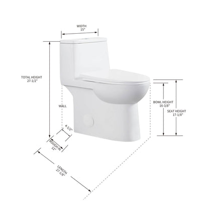 Blossom T9 03 Sleek One-Piece Toilet with Dual-Mode Flushing, sizes