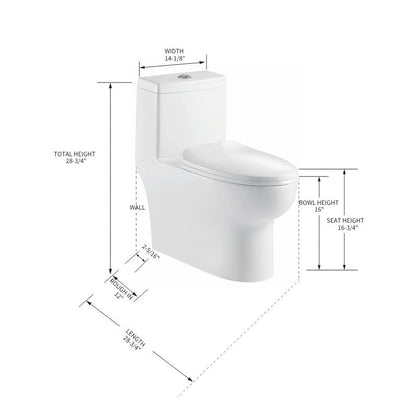 One-Piece Toilet – Dual Flush, Self-Cleaning, and Easy Installation - T9 01, Toilet Dimensions