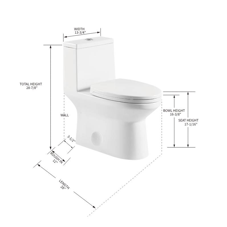 Blossom ADA-Compliant One-Piece Toilet T9 04, sizes