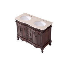 Load image into Gallery viewer, Silkroad Exclusive 48-inch English Chestnut Double Sink Vanity with Crema Marfil Marble Top - V0145CW48D