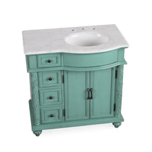 Load image into Gallery viewer, Silkroad Exclusive 36-inch Traditional Vintage Green Single Right side Sink Vanity - V0213NW36R