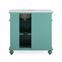 Load image into Gallery viewer, Silkroad Exclusive 36-inch Traditional Vintage Green Single Right side Sink Vanity - V0213NW36R, back