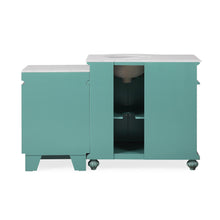 Load image into Gallery viewer, Silkroad Exclusive Traditional Vintage Green 55.5&quot; Single Sink Vanity with Carrara White Marble Top Right side Sink - V0213NW56R, back