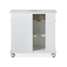 Load image into Gallery viewer, Silkroad ExclusiveTraditional 36&quot; Single White Vanity, Marble Top, Left Sink - V0213WW36L, back