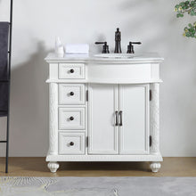 Load image into Gallery viewer, Silkroad ExclusiveTraditional 36&quot; Single White Vanity, Marble Top, Right Sink - V0213WW36R