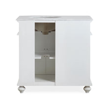 Load image into Gallery viewer, Silkroad ExclusiveTraditional 36&quot; Single White Vanity, Marble Top, Right Sink - V0213WW36R, back