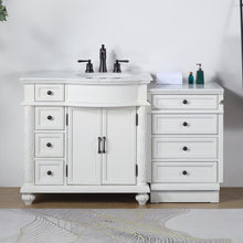 Load image into Gallery viewer, Silkroad Exclusive Traditional 55&quot; Single Sink Vanity, Carrara Marble, Right Bowl - V0213WW56