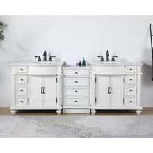 Load image into Gallery viewer, Silkroad Exclusive Traditional 90&quot; Double Sink White Vanity, Carrara Marble Top, Bronze Hardware - V0213WW90D