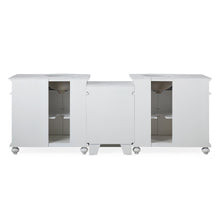 Load image into Gallery viewer, Silkroad Exclusive Traditional 90&quot; Double Sink White Vanity, Carrara Marble Top, Bronze Hardware - V0213WW90D, back