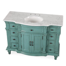 Load image into Gallery viewer, Silkroad Exclusive Traditional 48&quot; Vanity, Carrara Marble Top, Single Center Sink, Green 