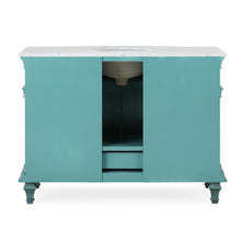Load image into Gallery viewer, Silkroad Exclusive Traditional 48&quot; Vanity, Carrara Marble Top, Single Center Sink, Green , back