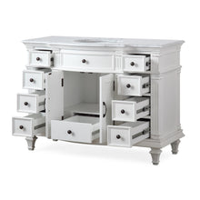 Load image into Gallery viewer, Silkroad Exclusive Traditional 48&quot; Vanity, Carrara Marble Top, Single Center Sink, White, open
