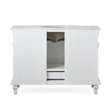 Load image into Gallery viewer, Silkroad Exclusive Traditional 48&quot; Vanity, Carrara Marble Top, Single Center Sink, White, back