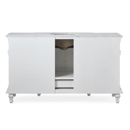 Silkroad Exclusive Traditional 60" Single Sink Vanity, Carrara Marble, Green or White