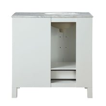 Load image into Gallery viewer, Silkroad Exclusive Modern 36&quot; White Vanity, Carrara Marble, Left Hand Sink - V0290WW36, back