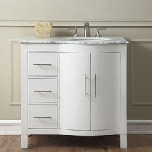 Load image into Gallery viewer, Silkroad Exclusive Modern 36&quot; White Vanity, Carrara Marble, Right Hand Sink - V0290WW36