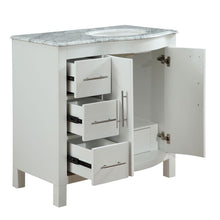 Load image into Gallery viewer, Silkroad Exclusive Modern 36&quot; White Vanity, Carrara Marble, Right Hand Sink - V0290WW36, open