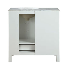 Load image into Gallery viewer, Silkroad Exclusive Modern 36&quot; White Vanity, Carrara Marble, Right Hand Sink - V0290WW36, back