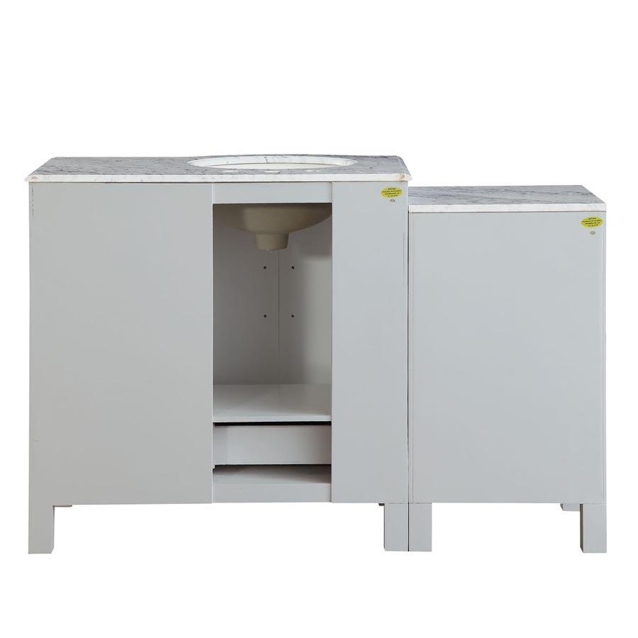 Silkroad Exclusive Modern 53.5" Single Sink Vanity, Carrara Marble Top, Brushed Nickel , Sink Bowl Left side, back