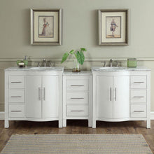 Load image into Gallery viewer, Silkroad Exclusive Modern 89&quot; Double Sink Vanity with Carrara Marble Top, Brushed Nickel Hardware - V0290WW89D