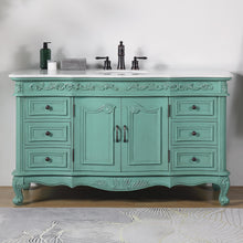 Load image into Gallery viewer, Silkroad Exclusive Traditional 60&quot; Single Sink Vanity, Carrara Marble, Vintage Green or White