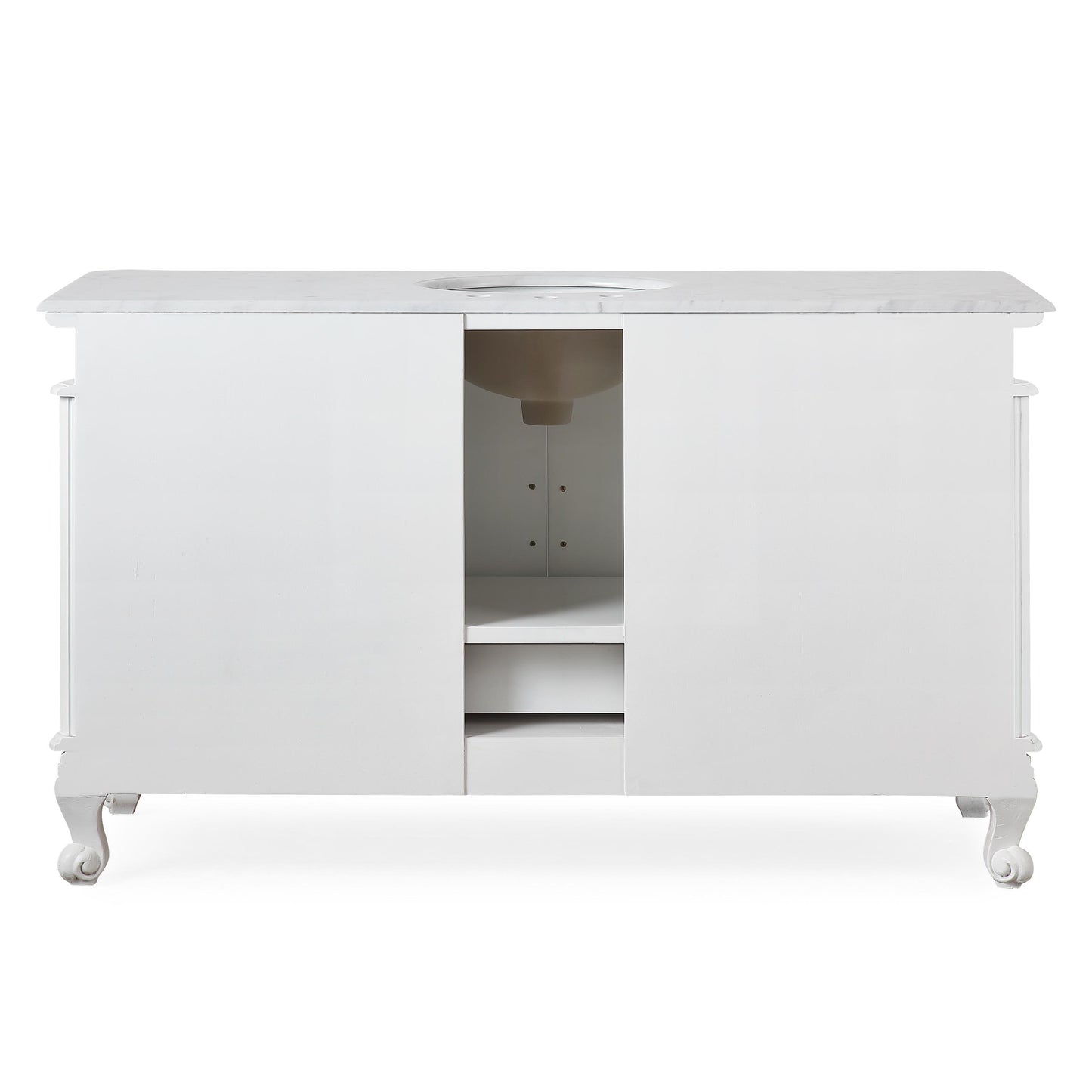 Silkroad Exclusive Traditional 60" Single Sink Vanity, Carrara Marble, Vintage Green or White