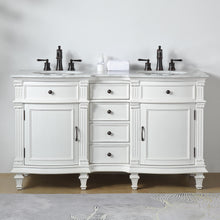 Load image into Gallery viewer, Silkroad Exclusive  Traditional 60&quot; Double Sink Vanity, White Carrara Marble, White