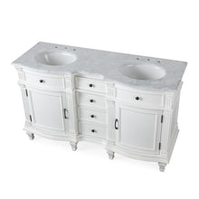 Load image into Gallery viewer, Silkroad Exclusive  Traditional 60&quot; Double Sink Vanity, White Carrara Marble, White