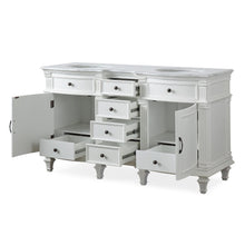 Load image into Gallery viewer, Silkroad Exclusive  Traditional 60&quot; Double Sink Vanity, White Carrara Marble, White, open