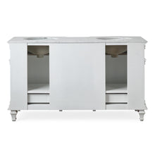 Load image into Gallery viewer, Silkroad Exclusive  Traditional 60&quot; Double Sink Vanity, White Carrara Marble, White, back