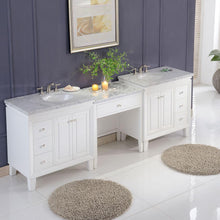 Load image into Gallery viewer, Silkroad Exclusive 103-inch  Double Sink Freestanding White Bathroom Vanity - V0320WW103D, Carrara White Marble Top,