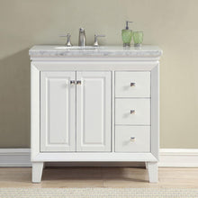 Load image into Gallery viewer, Silkroad Exclusive Transitional 36&quot; Single Sink Vanity with Left Hand Bowl, Brushed Nickel HW - V0320WW36