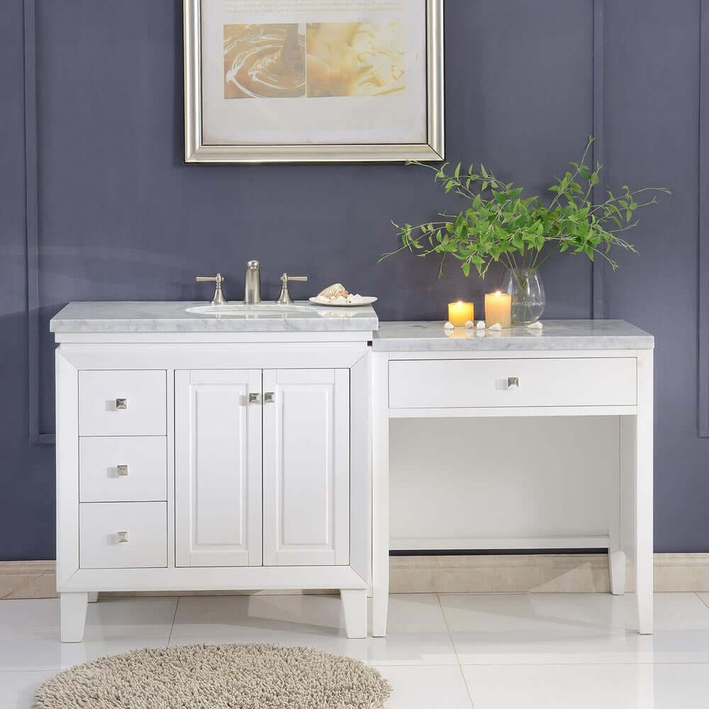 Silkroad Exclusive Transitional 67" Single Sink Marble Vanity with Brushed Nickel Hardware - V0320WW67