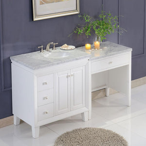 Silkroad Exclusive Transitional 67" Single Sink Marble Vanity with Brushed Nickel Hardware - V0320WW67