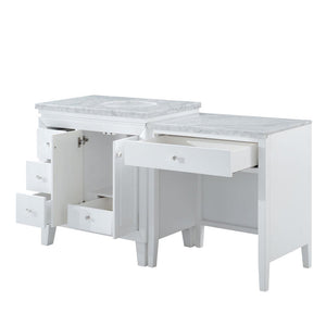 Silkroad Exclusive Transitional 67" Single Sink Marble Vanity with Brushed Nickel Hardware - V0320WW67, open
