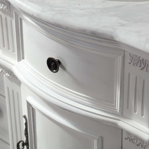 Silkroad Exclusive Traditional 48" Antique White Double Sink Marble Vanity - Silkroad Exclusive - V0722WW48D