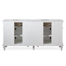 Load image into Gallery viewer, Silkroad Exclusive Traditional 72&quot; Double Sink Vanity with Carrara White Marble Top and Retro White finish, back