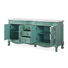 Load image into Gallery viewer, Silkroad Exclusive 72&quot; Traditional Double Sink Vanity with Carrara Marble Top in Vintage Green, open