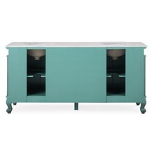 Load image into Gallery viewer, Silkroad Exclusive 72&quot; Traditional Double Sink Vanity with Carrara Marble Top in Vintage Green, back