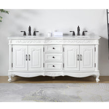 Load image into Gallery viewer, Silkroad Exclusive 72&quot; Traditional Double Sink Vanity with Carrara Marble Top in Vintage White