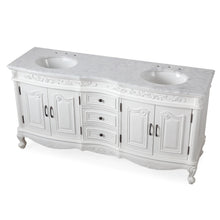 Load image into Gallery viewer, Silkroad Exclusive 72&quot; Traditional Double Sink Vanity with Carrara Marble Top in Vintage White